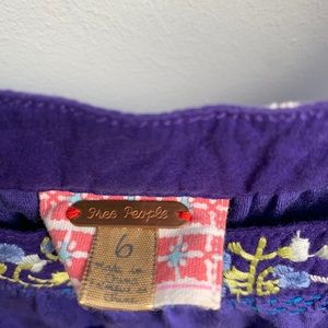 Free People Purple Embroidered Tank